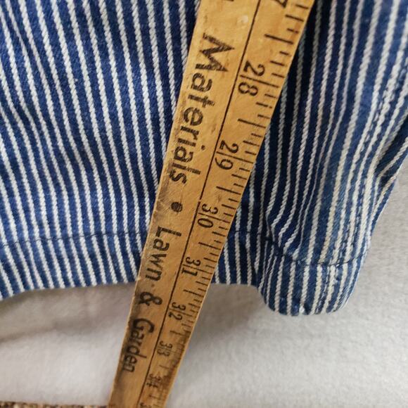 Key Size 48x32 Railroad Stripe Bib Overalls Blue White Farmer Chore Workwear - Picture 8 of 14
